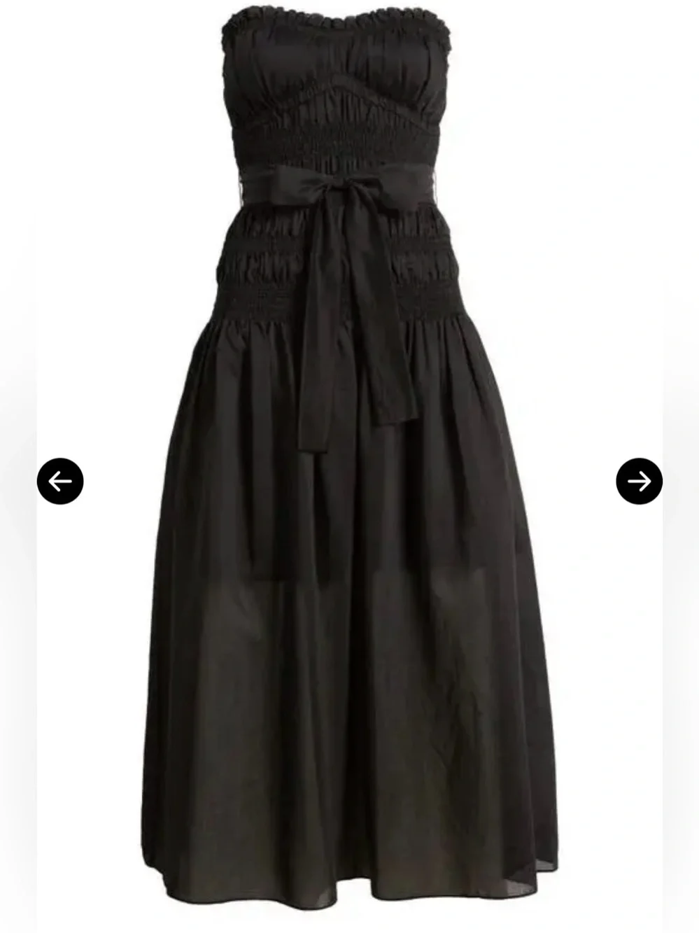 Moon River Smocked Strapless Black Midi Dress - Picture 6 of 15